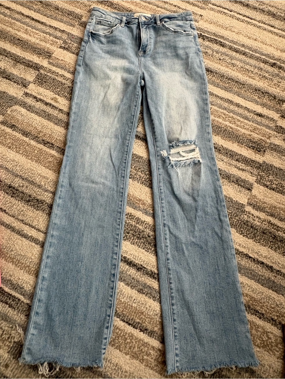 Risen Los Angeles Light Blue Distressed Straight-Leg Jeans
